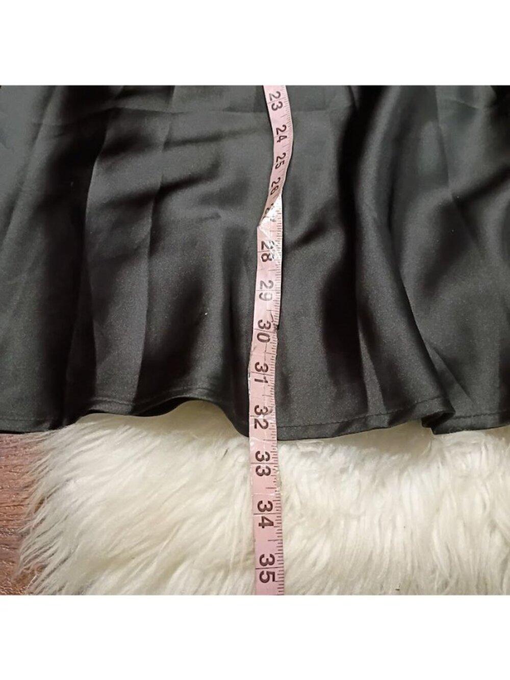 BTFBM Black Satin Midi Skirt Flowy A-Line Size L 96% Polyester 4% Elastane Mach - Picture 10 of 10